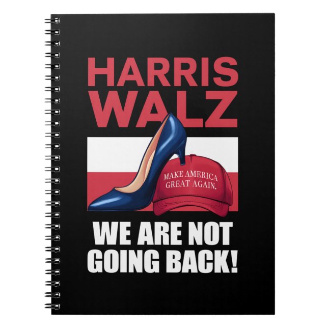 Kamala Harris Heels Stepping On Red MAGA Hat   Notebook (Front)