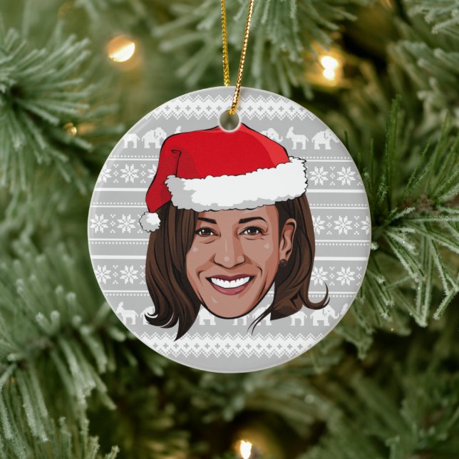 Kamala Harris Holiday Ceramic Ornament (Tree)