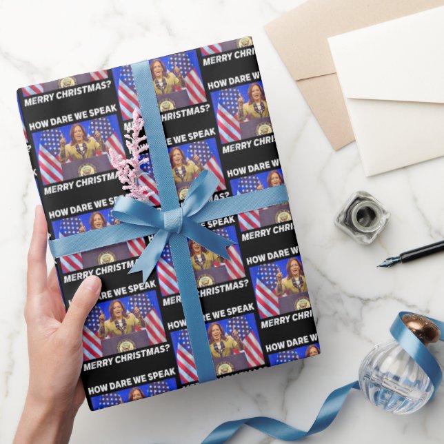 Kamala Harris How Dare We Speak Merry Christmas Wrapping Paper (Gifting)