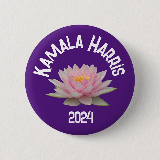 Kamala Harris Lotus 2024 6 Cm Round Badge (Front)