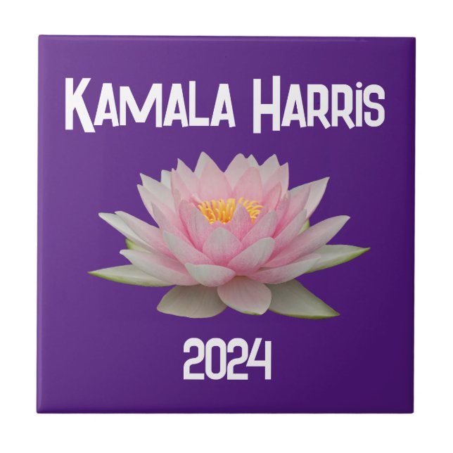 Kamala Harris Lotus 2024 Ceramic Tile (Front)