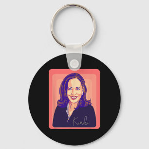 Kamala Harris Madam President Pop Art Portrait Key Ring