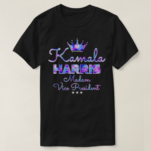Kamala Harris Madam VicePresident  Tie dye Decor P T-Shirt (Design Front)