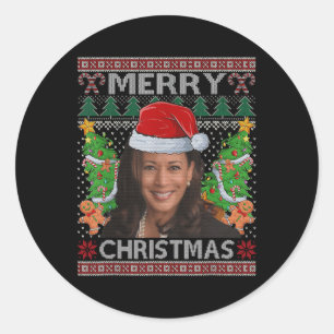 Kamala Harris Merry Christmas Shirt Women's Ugly C Classic Round Sticker