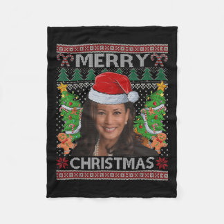 Kamala Harris Merry Christmas Shirt Women's Ugly C Fleece Blanket