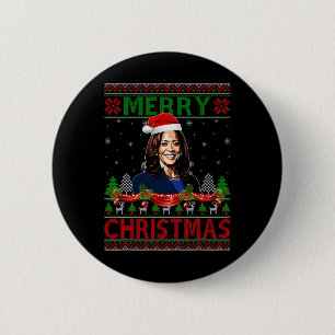 Kamala Harris Merry Christmas Ugly Sweater Usa Ele 6 Cm Round Badge