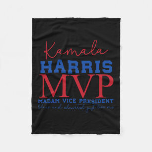 Kamala Harris Mvp Madam Vice President Black And E Fleece Blanket