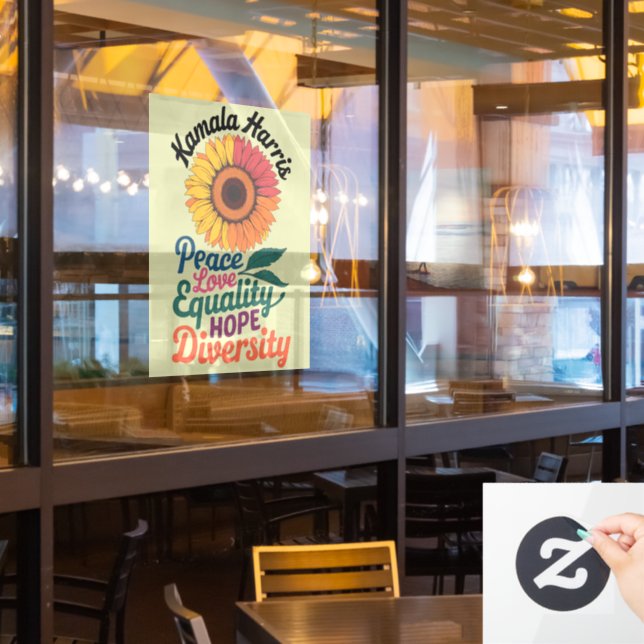 Kamala Harris Peace Love Equality Hope Diversity (Restaurant Window)
