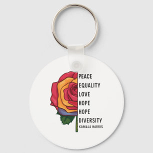 Kamala Harris Peace Love Equality Hope Diversity 1 Key Ring