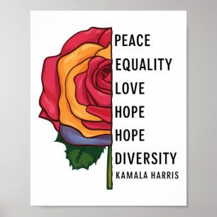Kamala Harris Peace Love Equality Hope Diversity 1 Poster