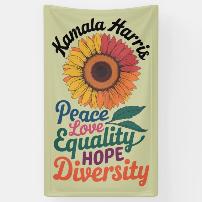 Kamala Harris Peace Love Equality Hope Diversity Banner (Vertical)