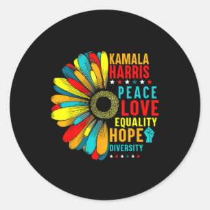 Kamala Harris Peace Love Equality Hope Diversity Classic Round Sticker