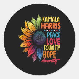 Kamala Harris Peace Love Equality Hope Diversity  Classic Round Sticker