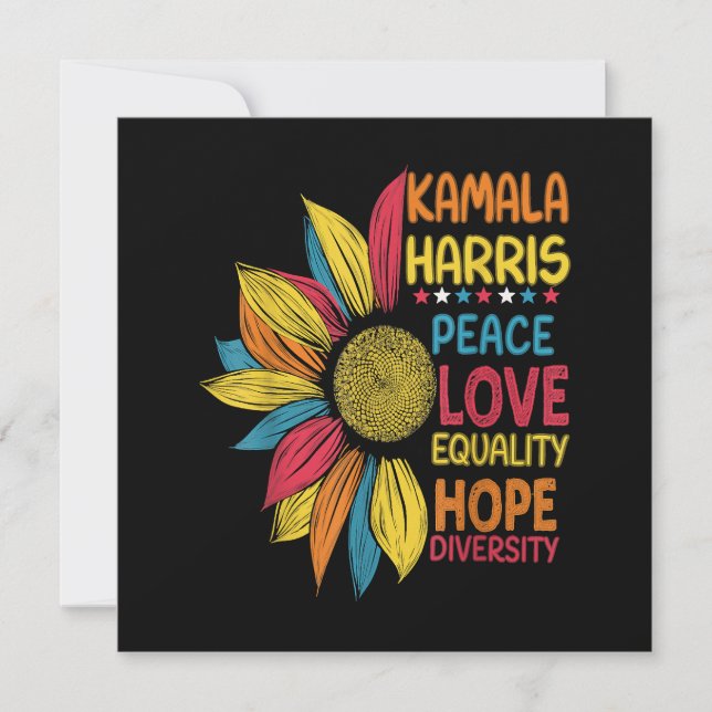 Kamala Harris Peace Love Equality Hope Diversity Invitation (Front)