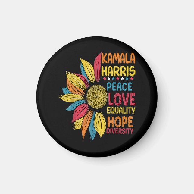 Kamala Harris Peace Love Equality Hope Diversity Magnet (Front)