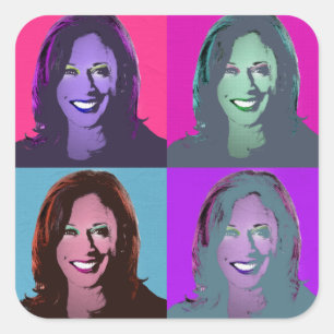 Kamala Harris Pop Art (Pink, Magenta, Blue, Purple Square Sticker