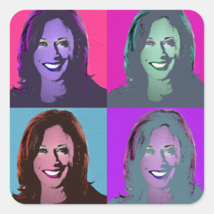 Kamala Harris Pop Art (Pink, Magenta, Blue, Purple Square Sticker