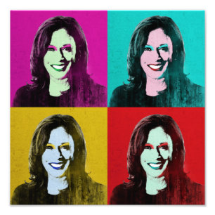 Kamala Harris Pop Art (Pink, Teal, Gold, Red) Photo Print