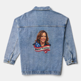 Kamala Harris Portrait Madam President men's Denim Jacket