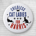 Kamala Harris President 2024 Childless Cat Ladies 3 Cm Round Badge<br><div class="desc">Childless Cat Ladies for Harris | 2024 Kamala Harris political button design with the silhouettes of 3 cats and paw prints | Kamala Harris for President | Political election gear for Democrats | campaign merchandise for United States 2024 election</div>