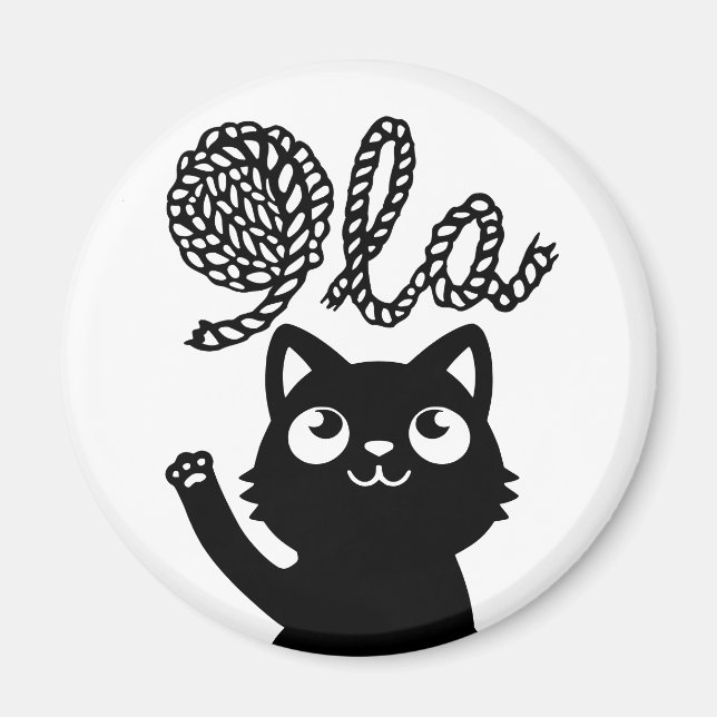 Kamala Harris President 2024 Comma La Cat and Yarn Magnet (Front)