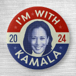 Kamala Harris President 2024 Democrat Photo Retro 3 Cm Round Badge<br><div class="desc">I'm with Kamala 2024 political button with vintage coloring | Harris has a blue pixelated look,  reminiscent of Kennedy buttons from the 60s. Kamala Harris for President | Political election gear for Democrats | campaign merchandise for United States 2024 election</div>