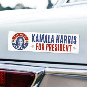 Kamala Harris President 2024 Democrat Photo Retro Bumper Sticker