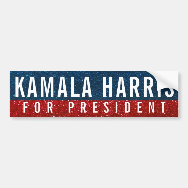 Kamala Harris President 2024 Election Glitter Bumper Sticker (Front)