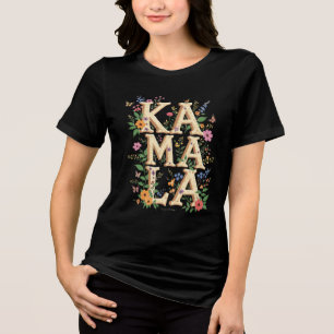 Kamala Harris Pretty Floral Flowers for Women Tri-Blend Shirt