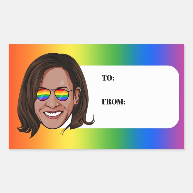 Kamala Harris Pride Holiday Rectangular Sticker (Front)