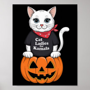 Kamala Harris Pumpkin Halloween Cat Ladies For Kam Poster