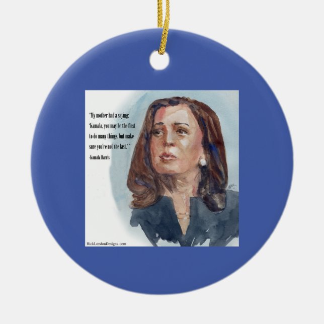 Kamala Harris & Quote Ceramic Ornament (Front)