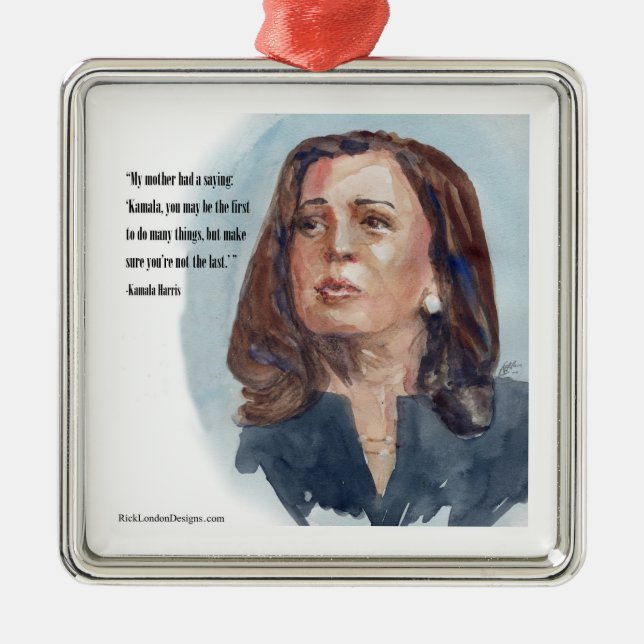 Kamala Harris & Quote Metal Ornament (Front)