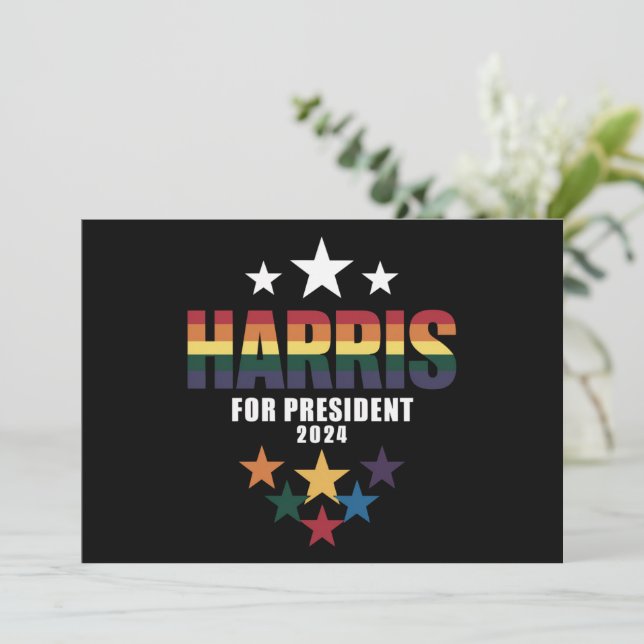 Kamala Harris Rainbow Gay Pride LGBT Election 2024 Invitation (Standing Front)