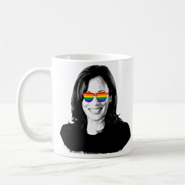 Kamala Harris Rainbow Sunglasses Coffee Mug (Left)