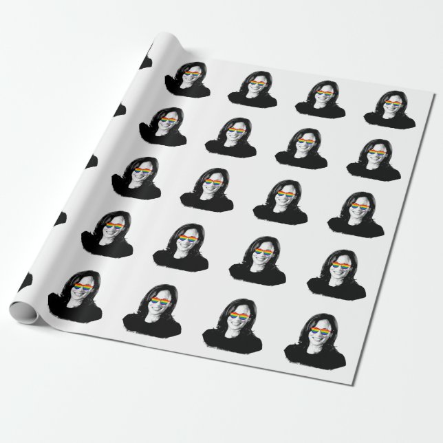 Kamala Harris Rainbow Sunglasses Wrapping Paper (Unrolled)