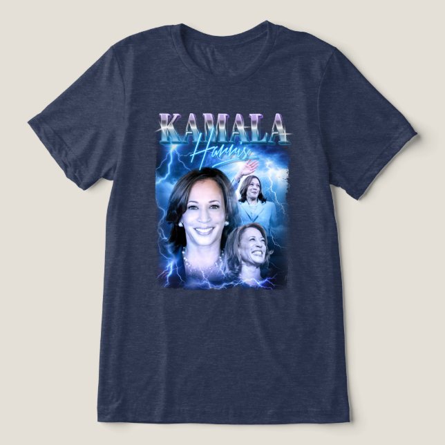 Kamala Harris Retro 90s Style Tri-Blend Shirt (Design Front)