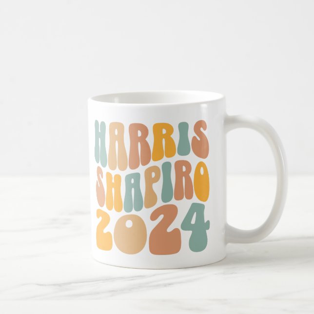 Kamala Harris Shapiro Wavy Text Retro Trendy Coffee Mug (Right)
