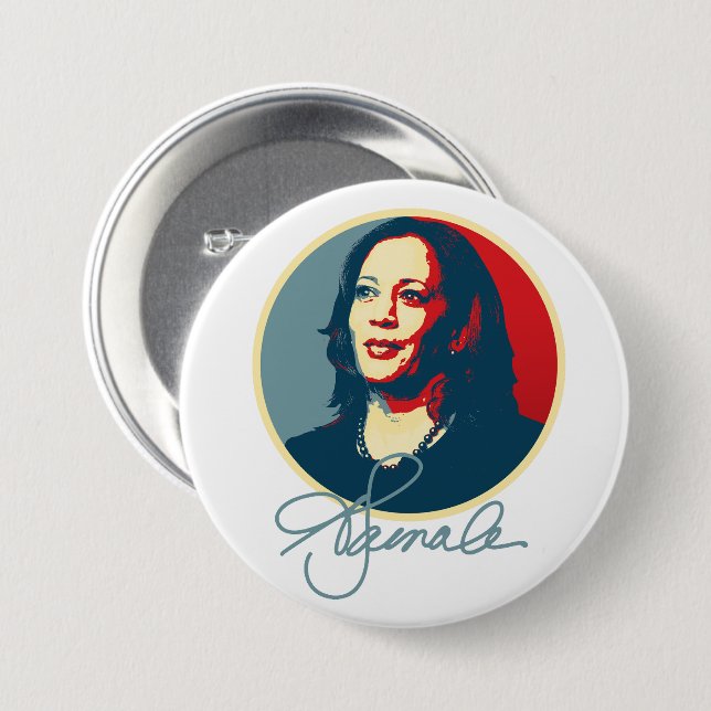 Kamala Harris Signature Portrait 7.5 Cm Round Badge (Front & Back)
