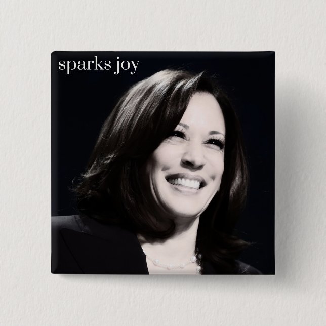 Kamala Harris Sparks Joy 15 Cm Square Badge (Front)
