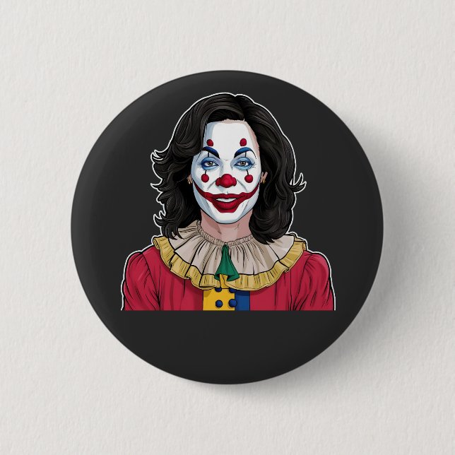 Kamala Harris Spooky Halloween Clown Election 2024 6 Cm Round Badge (Front)