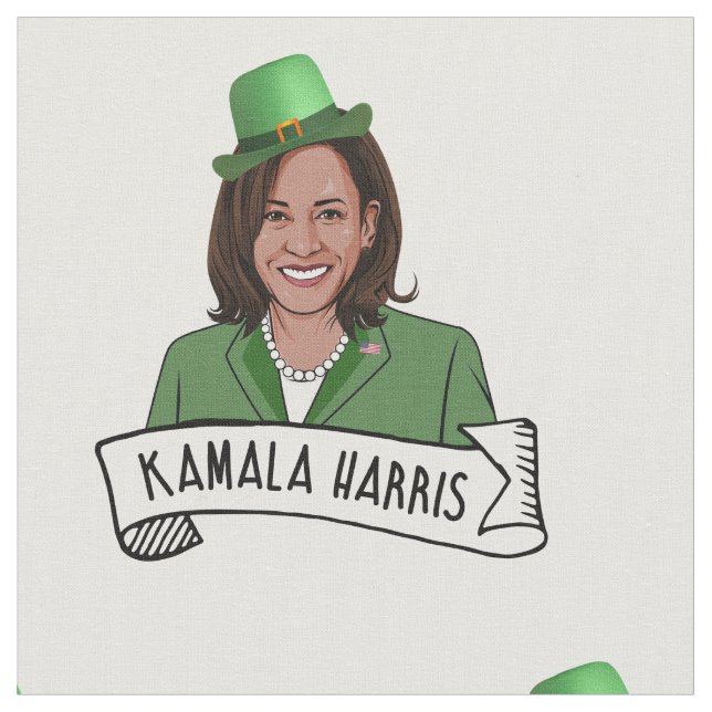 Kamala Harris St. Patrick's Day Fabric (Close Up)