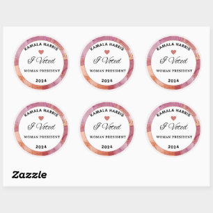Kamala Harris Sticker. Circle. Pink Colour. Classic Round Sticker