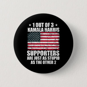 Kamala Harris Stupid Joke American Flag Usa Funny  6 Cm Round Badge