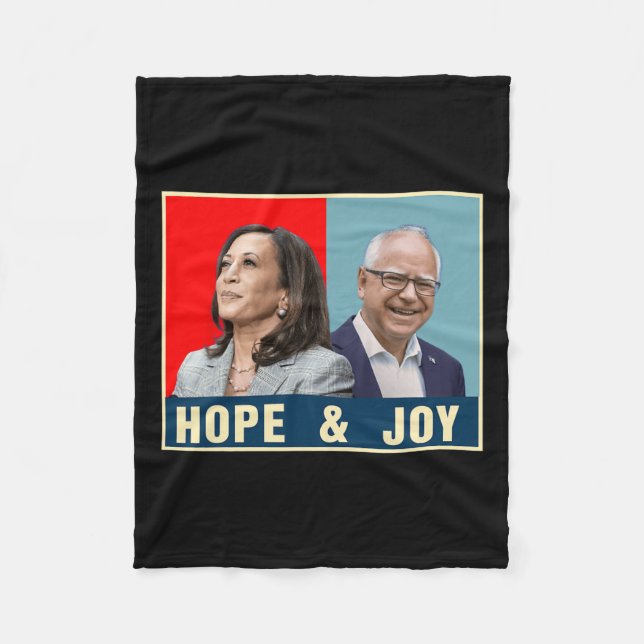 Kamala Harris Tim Walz 2024 Hope And Joy  Fleece Blanket (Front)