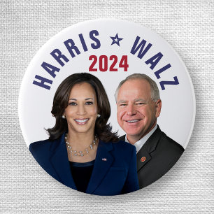 Kamala Harris Tim Walz 2024 President Vice Photos 3 Cm Round Badge