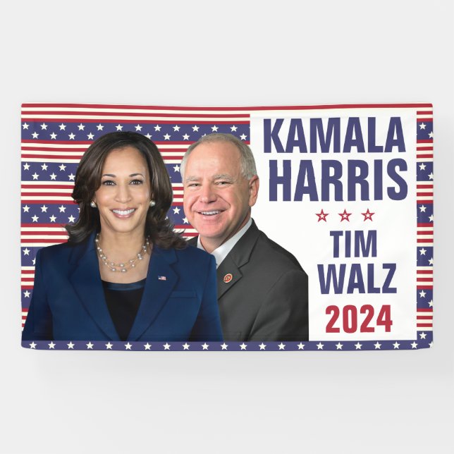 Kamala Harris Tim Walz 2024 President Vice Photos Banner (Horizontal)
