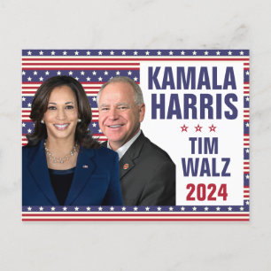 Kamala Harris Tim Walz 2024 President Vice Photos Postcard