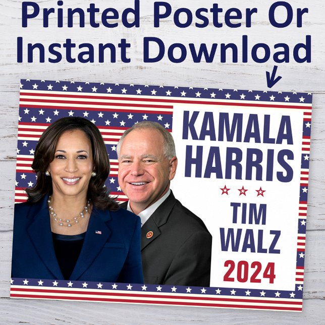 Kamala Harris Tim Walz 2024 President Vice Photos Poster (Creator Uploaded)