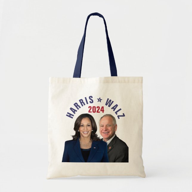 Kamala Harris Tim Walz 2024 President Vice Photos Tote Bag (Front)